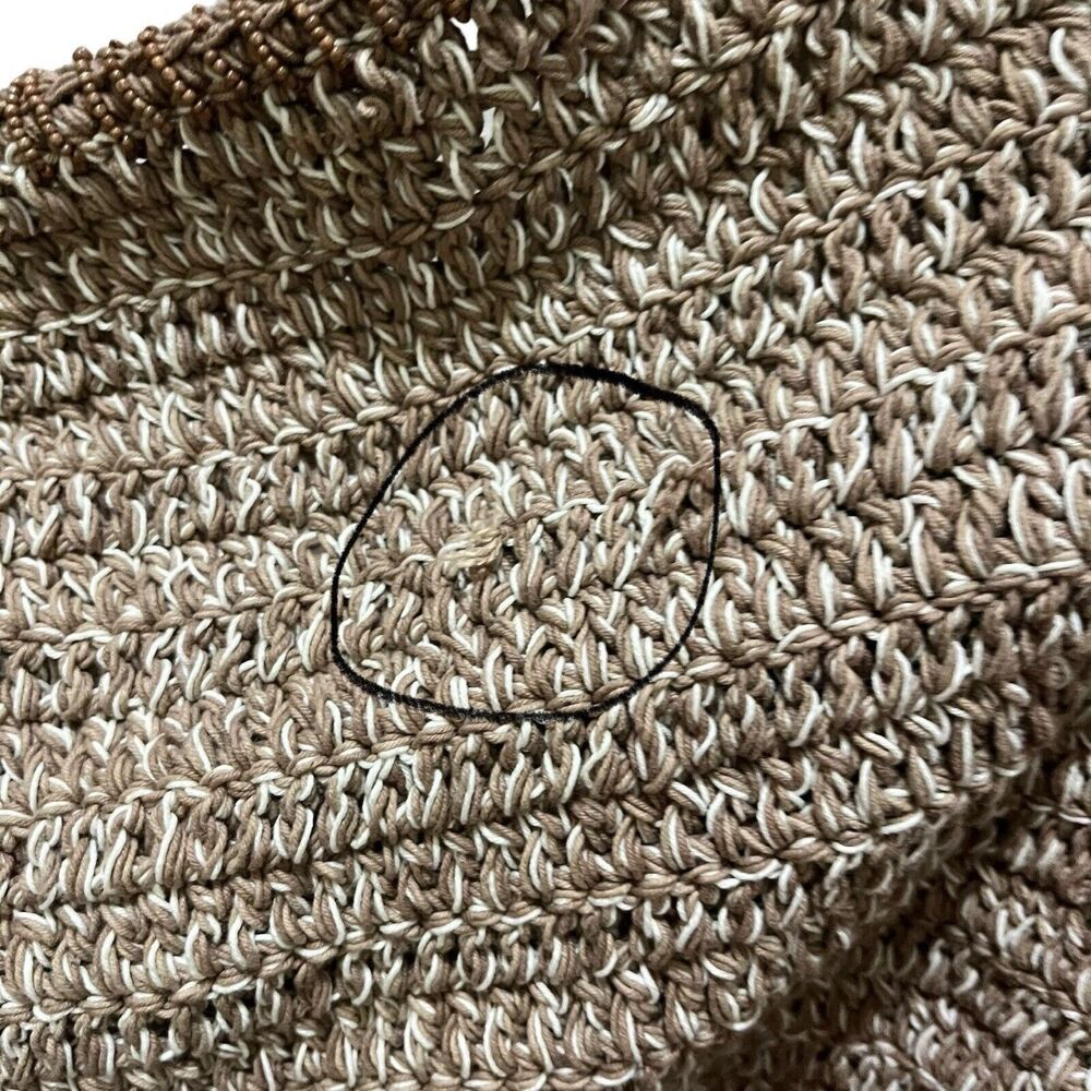 Free People Got Me in Stitches Tote Bag Brown One Size Boho Slouchy Crochet - Picture 11 of 13